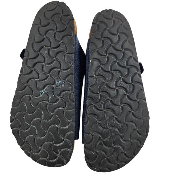 Birkenstock Sandals Size 38 7 7.5 Zurich Blue Suede Regular Wide Slip On Comfort - Picture 9 of 14